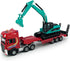 Flatbed Truck Toy with Crawler Excavator - Metal Diecast Construction Vehicles 2 in 1 Vehicle Playset for Boys