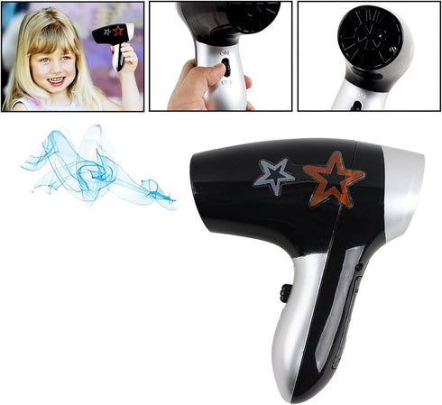 deAO Stylist Hairdresser Barber Salon Role Play Set with Hairdryer and Styling Accessories