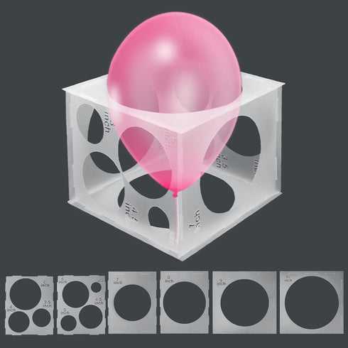 11 Holes Balloon Sizer Cube Box, Catcan 2-10 Inch Collapsible Plastic Balloon Size Measurement Tool for Party Balloon