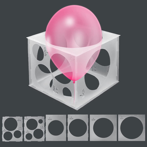 11 Holes Balloon Sizer Cube Box, Catcan 2-10 Inch Collapsible Plastic Balloon Size Measurement Tool for Party Balloon