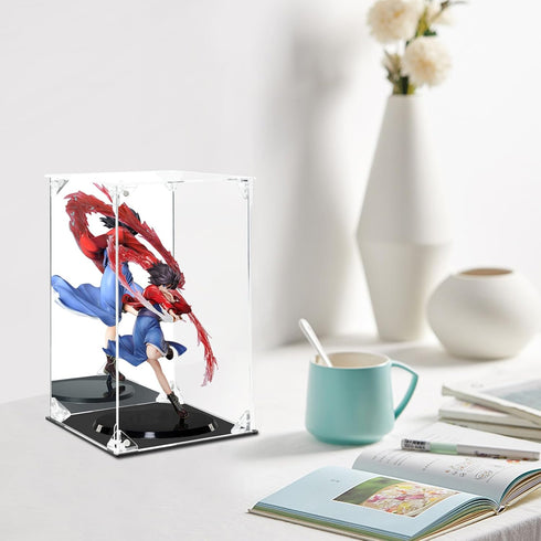 Acrylic Display Case for Collectibles, Clear Acrylic Display Box with Mirrored Back, Doll Toys Display (6x6x10 inch)