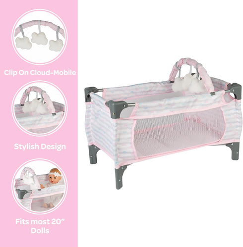 Adora Pack-N-Play Deluxe Baby Doll Crib & Changing Table Set - Includes Storage Box and Diaper Pad, Holds Dolls up to