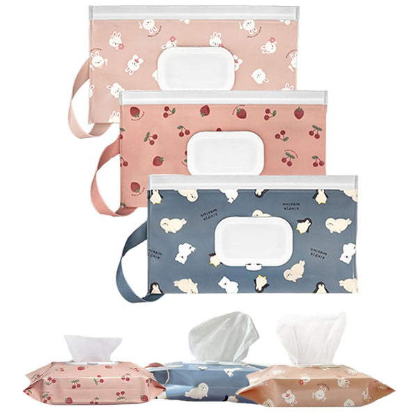 3 Pack Baby Wipes Dispenser,Reusable Portable Wipe Holder,Travel Wipes Pouch Baby Wipes