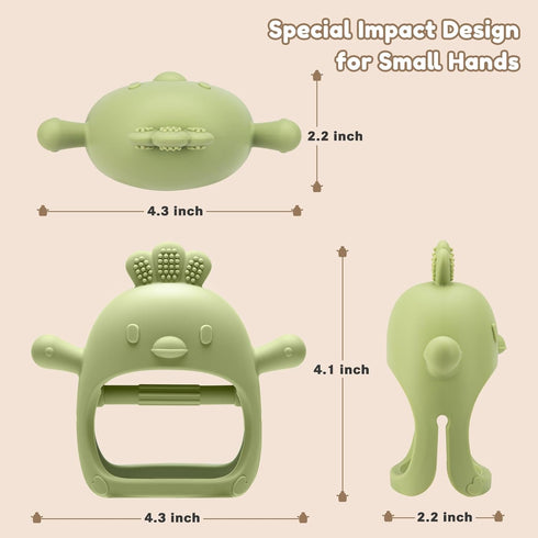 2 Pack Baby Teething Toys for 0-6 Months, Never Drop Infant Teether Mitten Toys for Newborn Soothing Gifts