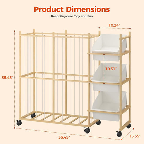 3 Sevenblue Toy Storage Organizer with Removable Bins, Kids Storage Toy Shelf Organizer for Stuffed Animal Holder