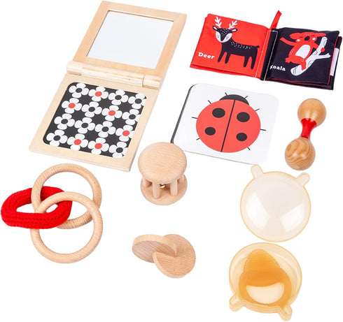 3-4 Baby,8 1 Adena Montessori Play Kit for Months in Wooden Learning Educational Toys for Toddler,Include Framed Mirror