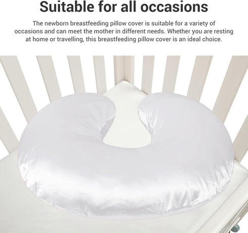 Nurnesy Satin Nursing Pillow Cover,Soft Washable Breathable,Protect for Baby Hair and Skin, Breastfeeding Pillow