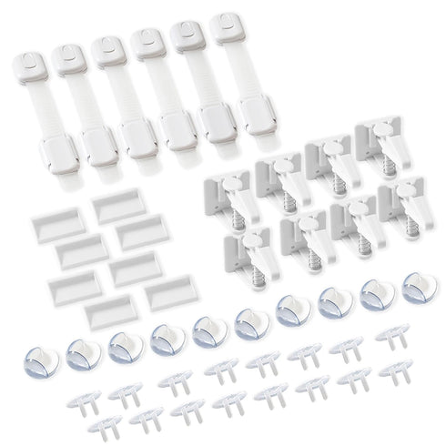 Pack Inaya Complete Baby Proofing Kit - Child Safety Hidden Locks for Cabinets & Drawers, Adjustable Safety Latches