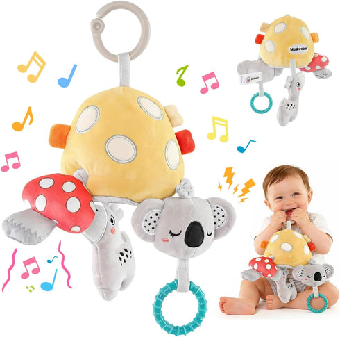littlove 6-12 3 Musical Baby Pull Vibration Toy for Car Seat Months, Travel Sensory Toy Months, Montessori Plush Toys