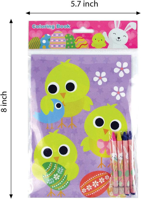 12 48 TINYMILLS Easter Coloring Books with Party Favors with Books and Crayons,Easter Prizes, Favor Bag Easter Basket