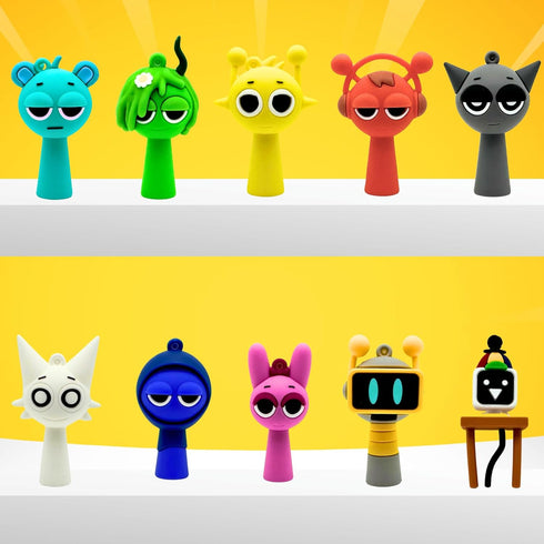 Set 1 2 (10 Mini Toys Figures Sky, Mr. Fun Computer, Simon & More Collectible Phase & Action Figures, Kid-Favorite Mini