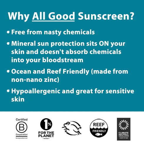 All Good Baby & Kids Sunscreen Lotion, SPF 30, Zinc Oxide, Water Resistant - 3 oz (2-pack)