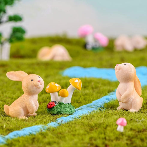 7 Pcs Rabbit Figures Miniature Figurines Collection for Kids, Animal Toys Set Cake Toppers, Christmas Birthday Gift