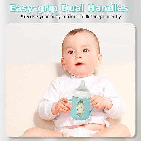 5.4oz,Anti 2 Pack Silicone Sleeves for Pigeon Baby Bottles Breakage Glass Baby Bottle Holder with Handles