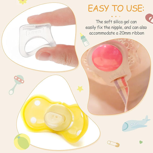 15 Dummy Patelai Pieces Soft Silicone Baby Pacifier Clips Holders Silicone Adapter Rings Holder Baby Nipple Rings