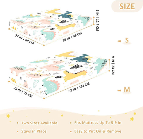 Bseiialft 52 28 Cute Dinosaurs Leaves Crib Sheets for Boys Girls Soft and Breathable Cotton Baby Sheets for Standard