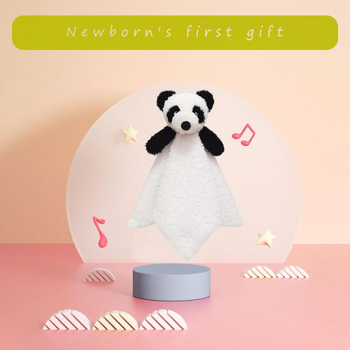 Baby White Panda Soft Stuffed Animal Security Blanket, Plush Panda Lovey, Cuddly Snuggle Blankie for Boys & Girls, 14"