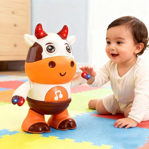3 1+, 3+ Electric Dancing Cow Light up Musical Cow Plastic Dancing Toys Baby Animal Sounds Toys Toddler Sensory