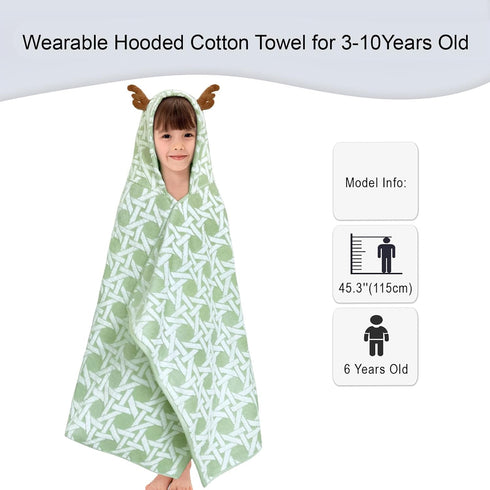 (3-8Years,27.5"X54"), VOOVA & MOVAS Kids Bath Towel with Elk Hood Absorbent Thick Cotton Towel Wrap for Pool | Swim |
