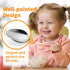 4 Piece Stainless Steel Toddler Utensil Set, Safe Kid Silverware Set for Self Feeding, Cartoon Toddler Forks and