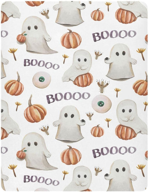 Mazeann 52" 28" 9" Ghosts Pumpkins Halloween Crib Sheets Soft Breathable Fitted Baby Crib Sheets Mattress Cover