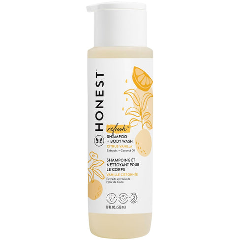 The Honest Company 2-in-1 Cleansing Shampoo + Body Wash, 18 fl oz, Gentle for Baby, Naturally Derived, Tear-free