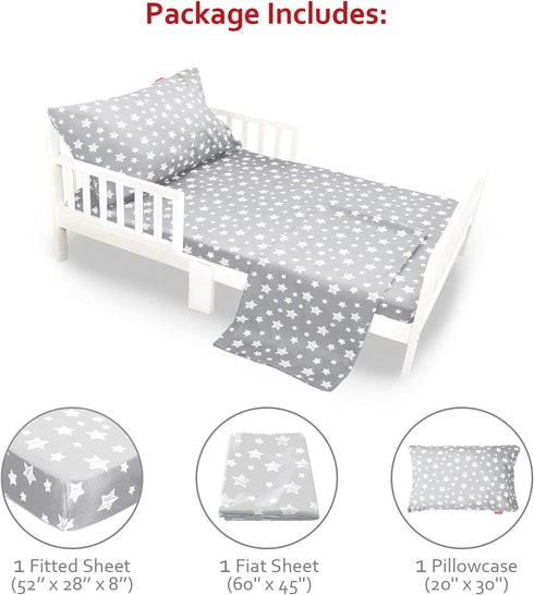 3 Set, Set Moonsea Toddler Bed Sheets, Piece Toddler Sheet Soft Breathable Crib Bedding for Boys Includes a Flat Sheet