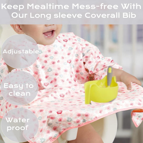 TSD 636Months Bib Baby Weaning Bib - Long Sleeved Bib Toddler bibs and Fully Cover to Highchair