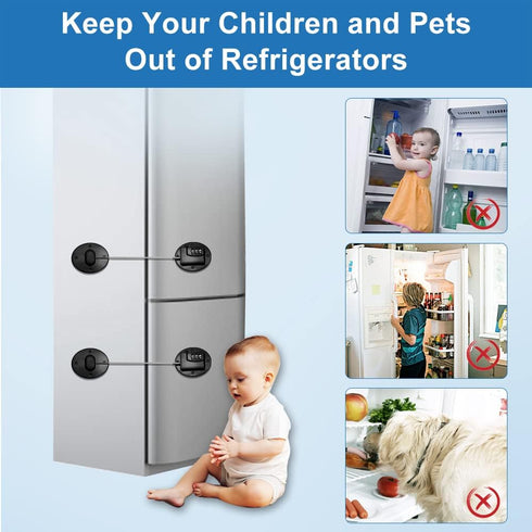 AOSITE 1 Pcs Black Fridge Lock Combo for Adults & Kids