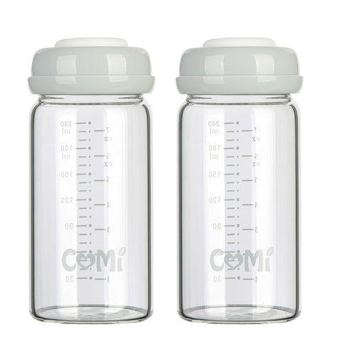 COMI Wide Neck Glass Breastmilk Collection n Storage Bottle, 8oz with Screw