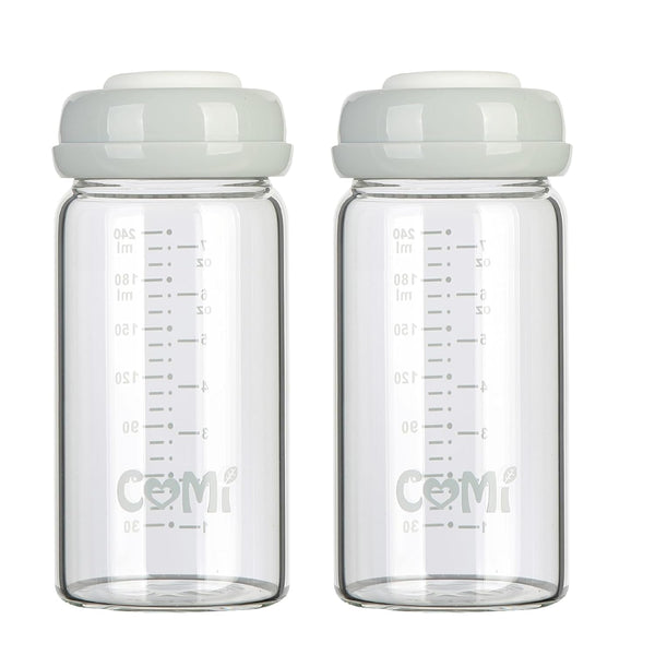 COMI Wide Neck Glass Breastmilk Collection n Storage Bottle, 8oz with Screw