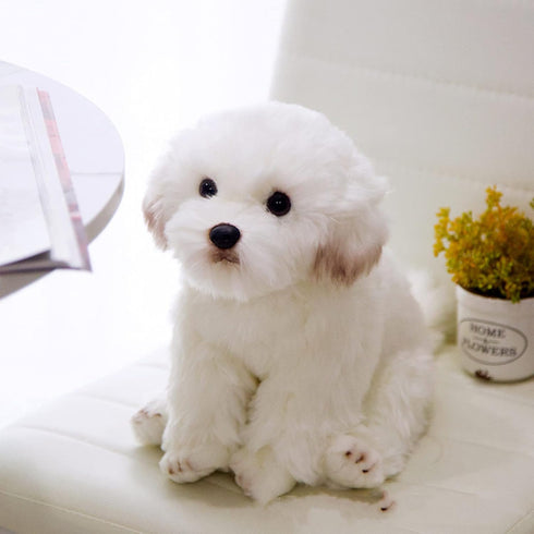 Tiny Heart Simulation Maltese Dog Plush Toys, Realistic 10inch Stuffed Animal for Kids Birthday Gifts and Home Decor