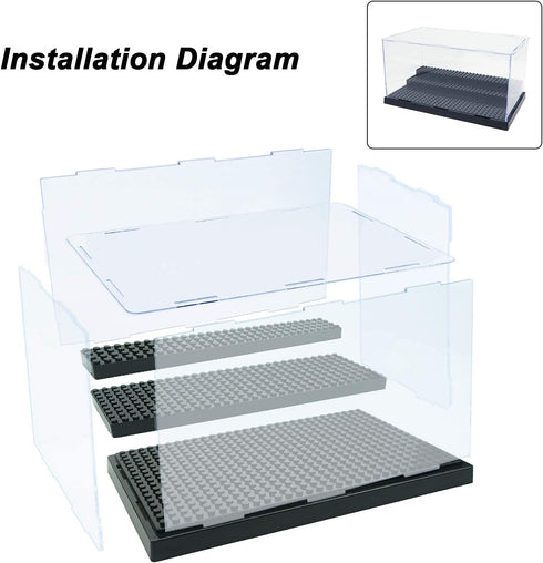 Figure Display Case Box for Lego Minifigures, Acrylic Dustproof Showcase Base for Figure Blocks Toys