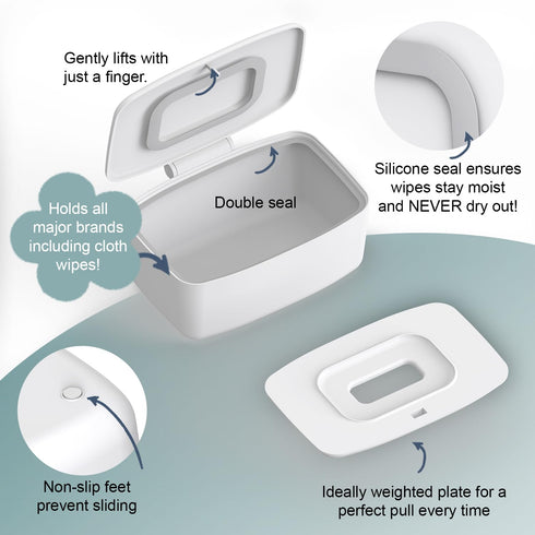 Zdolmy Wipes Dispenser, Refillable Holder for Baby Wipes, Large Capacity, Fits Most Standard Wipes