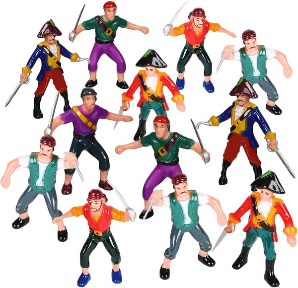 ArtCreativity Pirate Action Figures - Pack of 12, Assorted Poses Pirate Plastic Figures for Kids Ages 3-5, 5-7