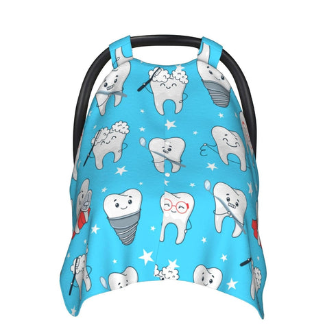 Zhbvncp Funny Teeth Dental Dentist Baby Car Seat Cover & Breastfeeding Nursing Cover - Breathable Stretch Fabric