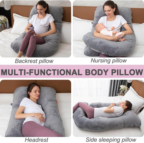 55"x 31" MOON PINE Pregnancy Pillow Cover, U Shaped Body PillowCover Only, Breathable Velour Replacement Pillow Case