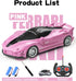 Remote Control Car - Pink RC Cars for Girls - Rechargeable Racing Vehicle Toy with LED Headlight for Kids Age 3+