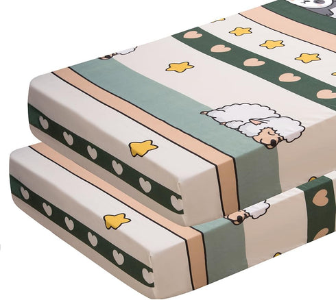 Girls,2 Pack Soft Animals Printed Crib Sheet for Boys Crib Mattress Sheet or Toddler Bed Sheet, Baby Fitted Crib Sheet