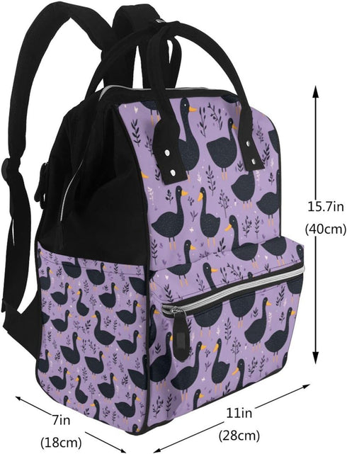 TZTTZT Backpack, Mommy Cute Goose Black Print Diaper Bag Toddler Baby Girl Boy Diaper Bag for Mom Dad, Bags Travel Baby