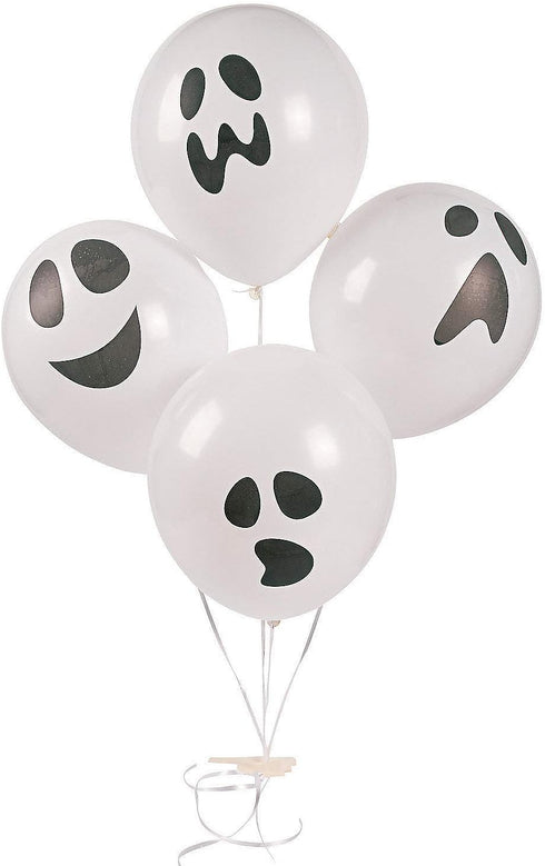 Spooktacular Black & White Halloween Ghost Balloons - 11" (Pack of 48), Premium Quality for Creepy Decor