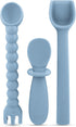 Ryan & Rose Ultimate Utensil Set of 3, Silicone Baby Spoons for Self Feeding 6 Months