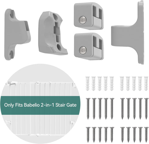 Hole Mounting Kit for Babelio 26-43" Auto Close Baby/Dog Gate for Stairs, Contains Screws, Gray