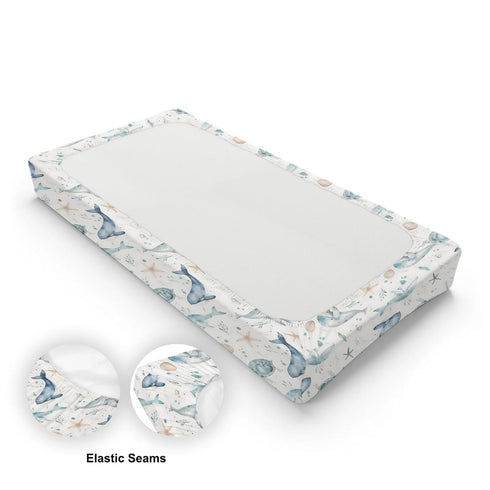 KuphiL10C Girls-16x32 Ocean Animals Baby Changing Pad Cover,Unisex Watercolor Sea Turtle Whales Starfish Nursery Diaper