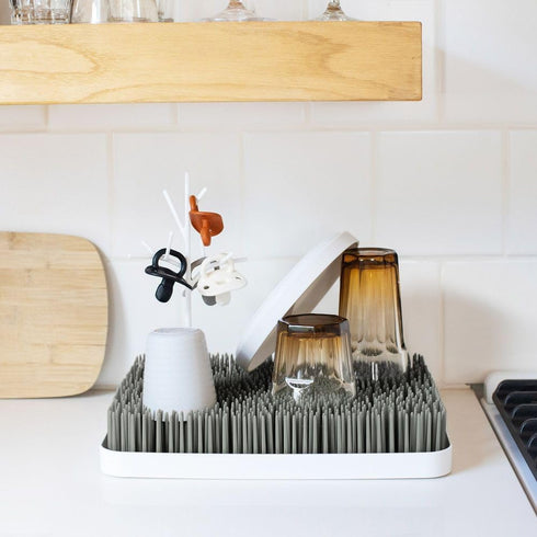 Countertop 13.5 11 2.5 Boon Lawn Baby Bottle Drying Rack with Antimicrobial Tray - Baby Bottle Dryer and Organizer