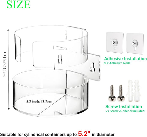 Heyrelda (5.04" 5.31" 5.51" Wipes Holder for Heavy Duty Cleaning Wipes, Clear Acrylic Wall Mount Cleaning Wipes