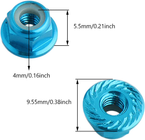 12mm Wheel Hex Hubs Drive Adapter, Flange M4 Lock Nuts Aluminum for Redcat Axial HSP RC Truck Model Car