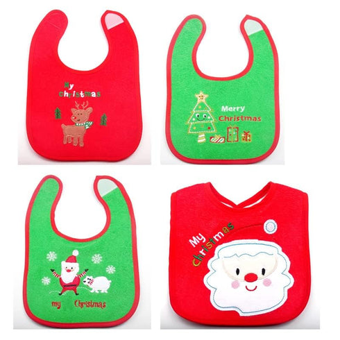 Christmas Baby Bibs, 4pcs First Xmas Baby Gift for Newborns and Toddlers