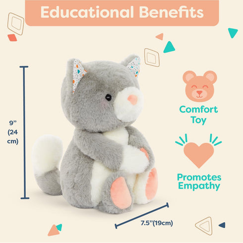B. toys – 12-Inch Plush Cat, Stuffed Animal, Super Soft Kitten, Gray & White, Washable, Baby, Toddler, Kids