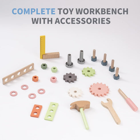 Set Set 18 2 3 4 5 ROBOTIME Tool Bench for Toddlers - Mini Wooden Work Bench for Kids, Construction Toys w/Wooden